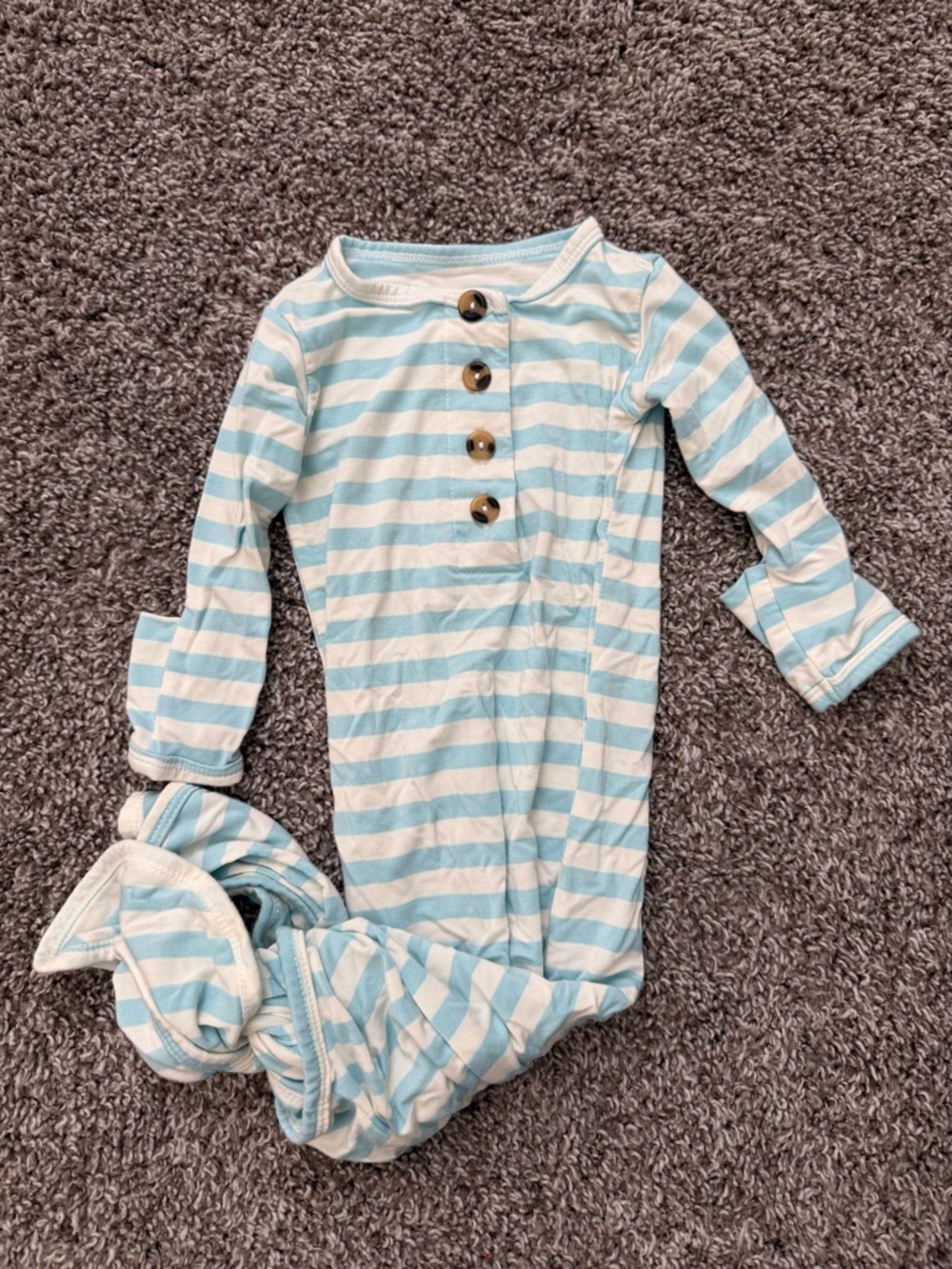 Lou Lou & Company Light Blue and White Striped Footie